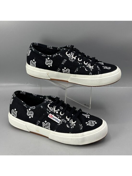 Superga Shoes - Superga Black Bandana Print Canvas Low-Top Sneakers Size 38 Unisex 7.5w/6m Shoes